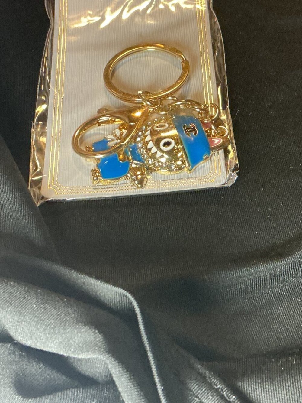★ Blue Baseball Player Keychain Gold Hardware Bag Charm New